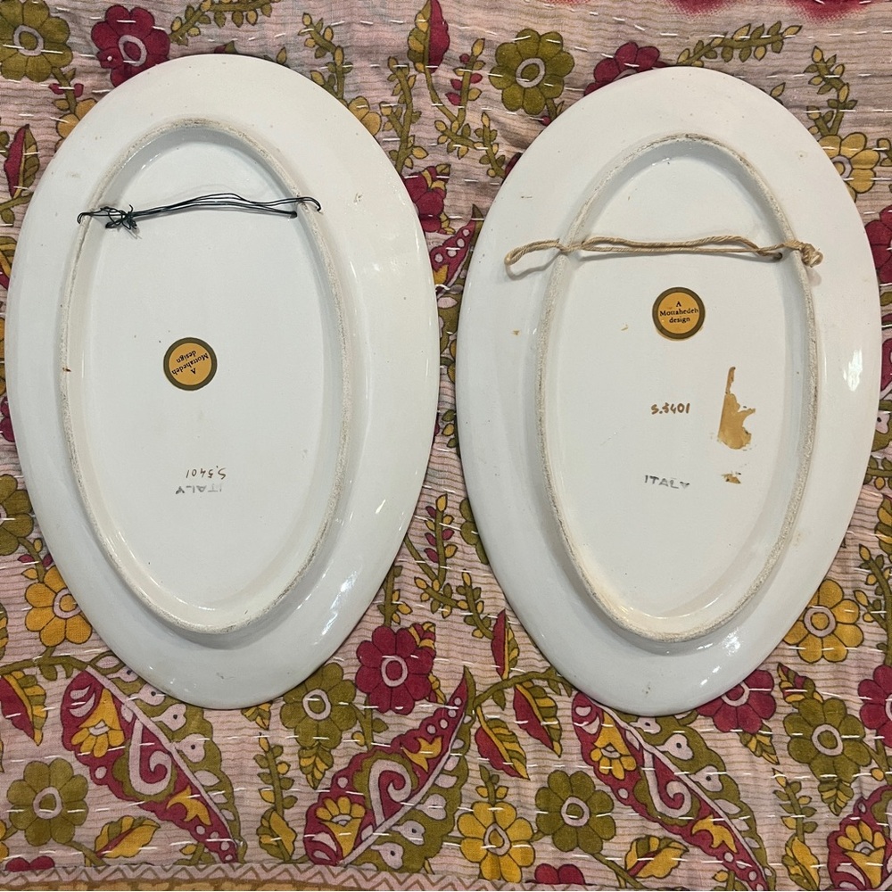 VTG Vintage Mottahedeh Designs Oval Plates - Gold Trim S.5401 Set of 2 - Picture 3 of 16